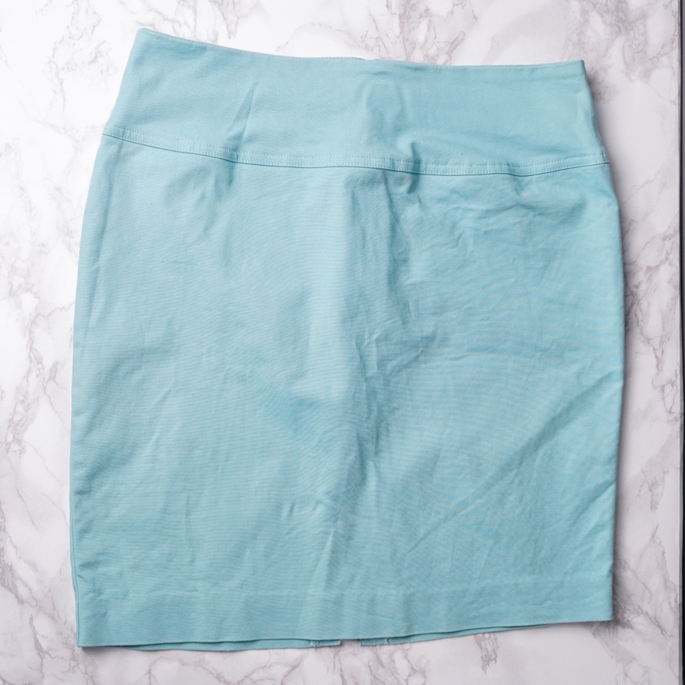 Ellen Tracy Teal Pencil Skirt Cotton Green Turquoise Spring Summer